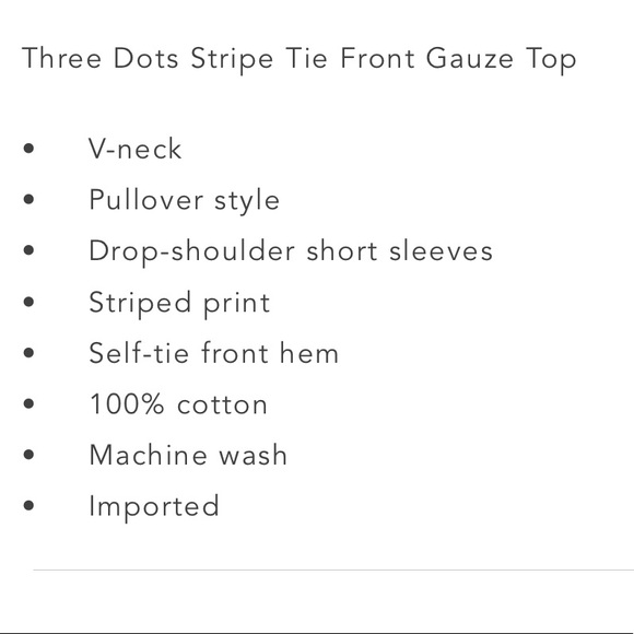 NWT Three Dots Tie Front Top - Picture 5 of 6